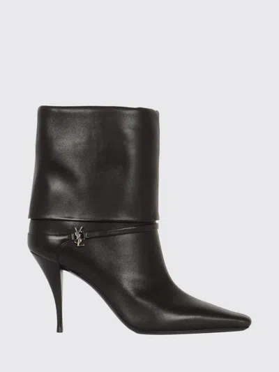 Saint Laurent Harris Eagle Brown Leather Boots In Black