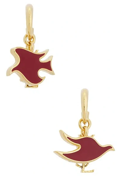 Saint Laurent Flat Dove Charm Earrings In Gold