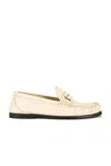 Saint Laurent Leather Loafers With Round Toeline And Rubber Sole In Neutro