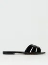 Saint Laurent Tribute Nu Pieds Embossed Croc Flat Sandals In Schwarz