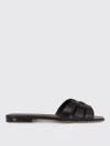 Saint Laurent Tribute Nu Pieds Embossed Croc Flat Sandals In Schwarz