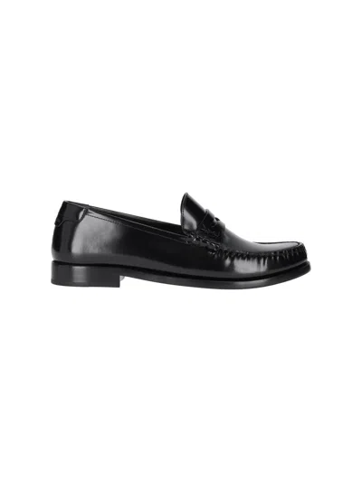 Saint Laurent Cassandre Patent Leather Loafers In Black