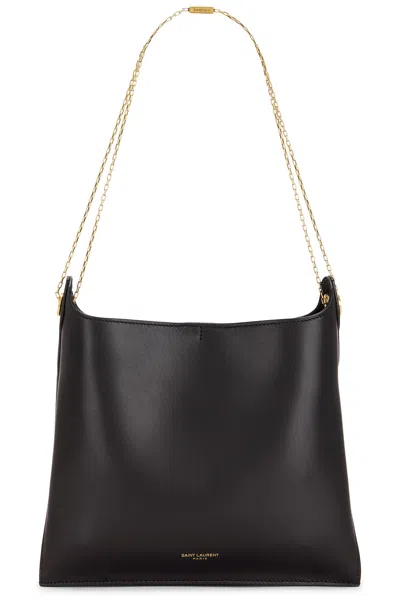 Saint Laurent Flat Shoulder Bag On Chain In Nero