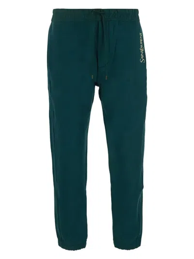 Saint Laurent Fleece Sweatpants In Green