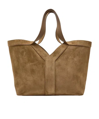 Saint Laurent Fleece-lined Tote Bag In Brown