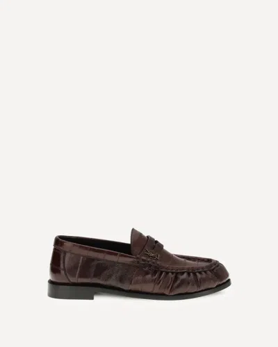 Saint Laurent Mocassini Le Loafer Flessibili In Anguilla Verniciata In Brown