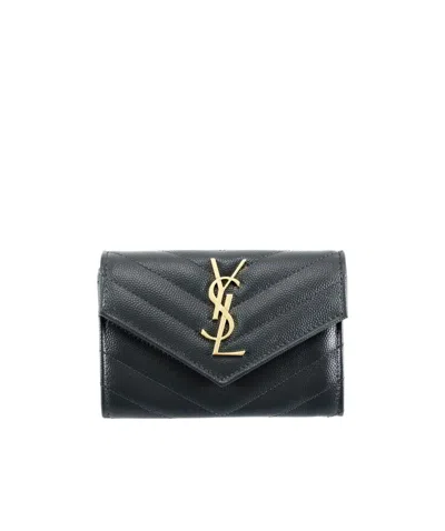 Saint Laurent Flip Envelope Wallet In Black