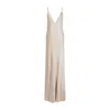 Saint Laurent Sleeveless Maxi Dress In Silk In Neutrals