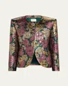 Saint Laurent Floral Brocade Jacket In Green