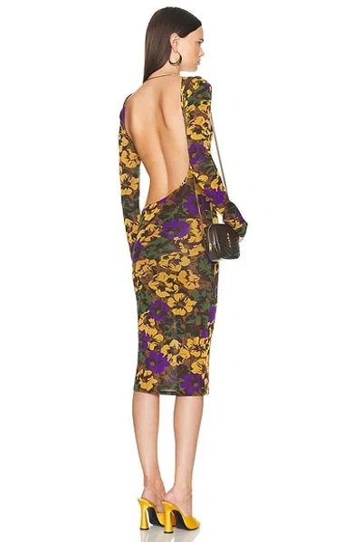 Saint Laurent Floral Dress In Noir Multicolor