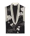 Saint Laurent Sleeveless Shirt In Printed Satin In Black