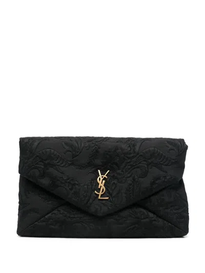 Saint Laurent Small Calypso Leather Pillow Pouch In Black