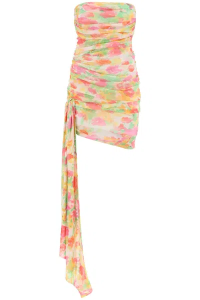 Saint Laurent "floral Mesh Mini Dress With In Multicolor