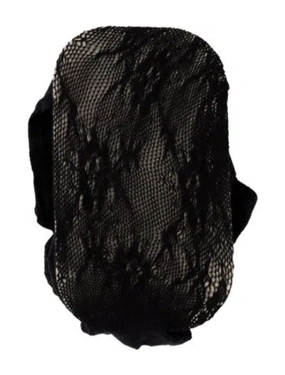 Pre-owned Saint Laurent Floral Pattern Fishnet Tights W/tags In Black