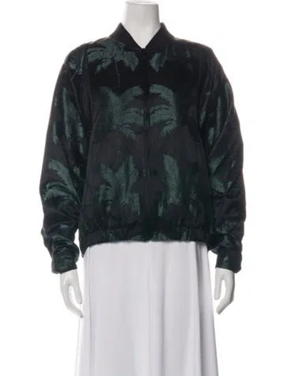 Pre-owned Saint Laurent Floral Print Bomber Jacket In Black