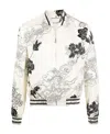 Saint Laurent Floral-print Bomber Jacket In White