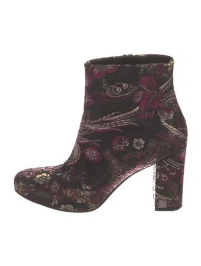 Pre-owned Saint Laurent Floral Print Boots In Black