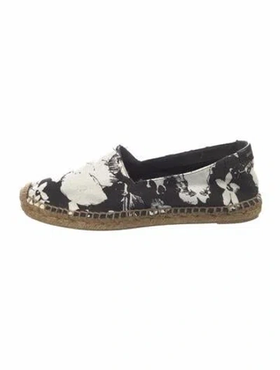 Pre-owned Saint Laurent Floral Print Espadrilles In Black