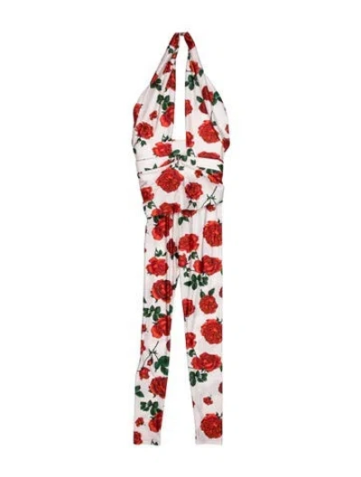 Pre-owned Saint Laurent Floral Print Halterneck Jumpsuit In Orange
