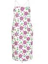 Saint Laurent Floral-print Knee-length Dress In White