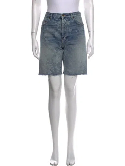 Pre-owned Saint Laurent Floral Print Knee-length Shorts In Blue