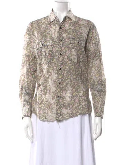 Pre-owned Saint Laurent Floral Print Long Sleeve Blouse