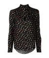 Saint Laurent Floral-print Long-sleeve Blouse In Black