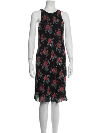 Pre-owned Saint Laurent Floral Print Midi Length Dress In Black