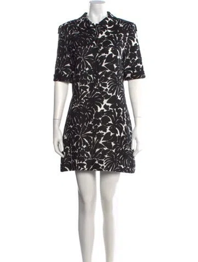 Pre-owned Saint Laurent Floral Print Mini Dress In Black
