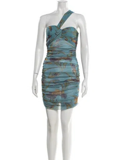 Pre-owned Saint Laurent Floral Print Mini Dress In Blue