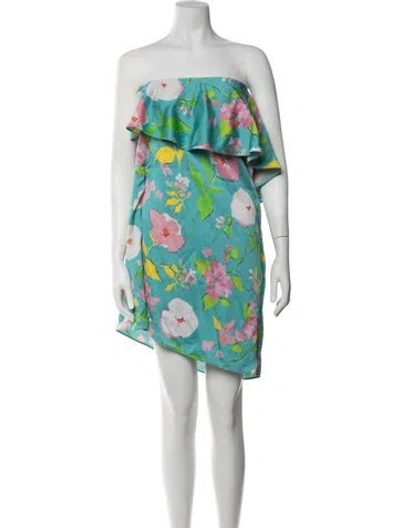 Pre-owned Saint Laurent Floral Print Mini Dress In Blue