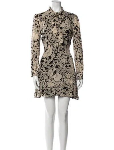 Pre-owned Saint Laurent Floral Print Mini Dress In Neutral