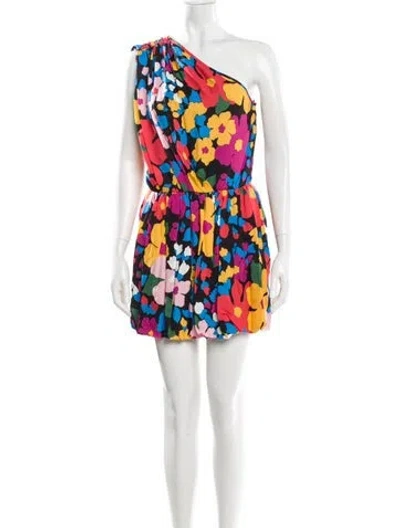 Pre-owned Saint Laurent Floral Print Mini Dress W/ Tags In Black
