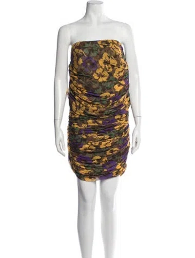 Pre-owned Saint Laurent Floral Print Mini Dress W/ Tags In Multicolor