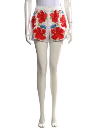 Pre-owned Saint Laurent Floral Print Mini Shorts In Multicolor