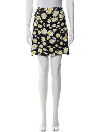 Pre-owned Saint Laurent Floral Print Mini Skirt In Black