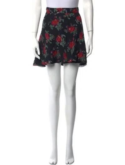 Pre-owned Saint Laurent Floral Print Mini Skirt In Black