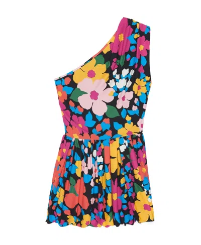SAINT LAURENT SAINT LAURENT FLORAL PRINTED ONE-SHOULDER MIDI DRESS