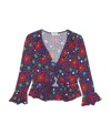 Saint Laurent Floral-print Ruffle Crop Top In Multicolor