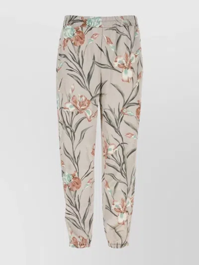 Saint Laurent Floral Print Satin Pant In Multi
