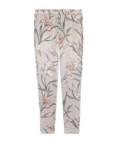Saint Laurent Floral-print Tapered Trousers In Gray