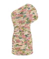 Saint Laurent Pink One Shoulder Mini Dress In Techno Fabric Woman In Nude
