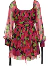 Saint Laurent Women's Robe Mousseline Fleur Gisele | Size 36 | 680641y3e161052 In Multicolour