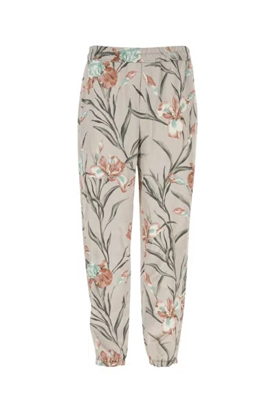 Saint Laurent Printed Satin Pant In Gray