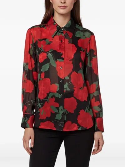 Pre-owned Saint Laurent Floral-print Semi-sheer Shirt In Black