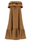 Saint Laurent Flounce Dress In Brown