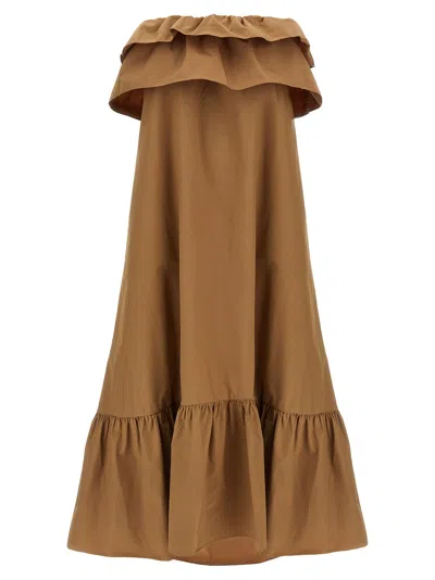 SAINT LAURENT FLOUNCE DRESS DRESSES BROWN