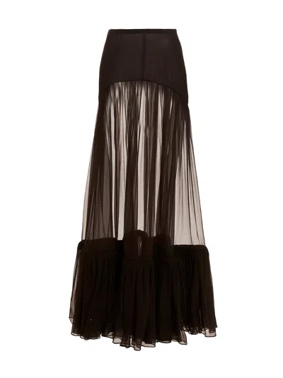 SAINT LAURENT SAINT LAURENT FLOUNCED LONG SKIRT