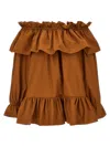 Saint Laurent Flounces Mini Dress In Brown