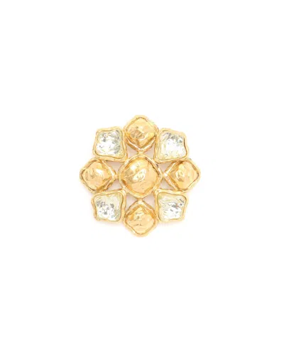 Saint Laurent Flower Brooch In Gold